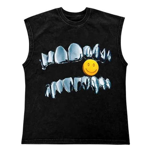 HAPPY GRILLZ TANK TOP [BLACK WASHED]