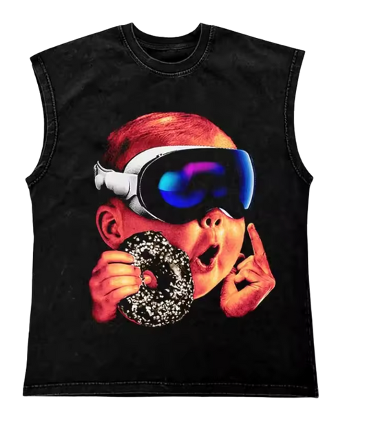 VISION DONUT TANK TOP [BLACK WASHED]